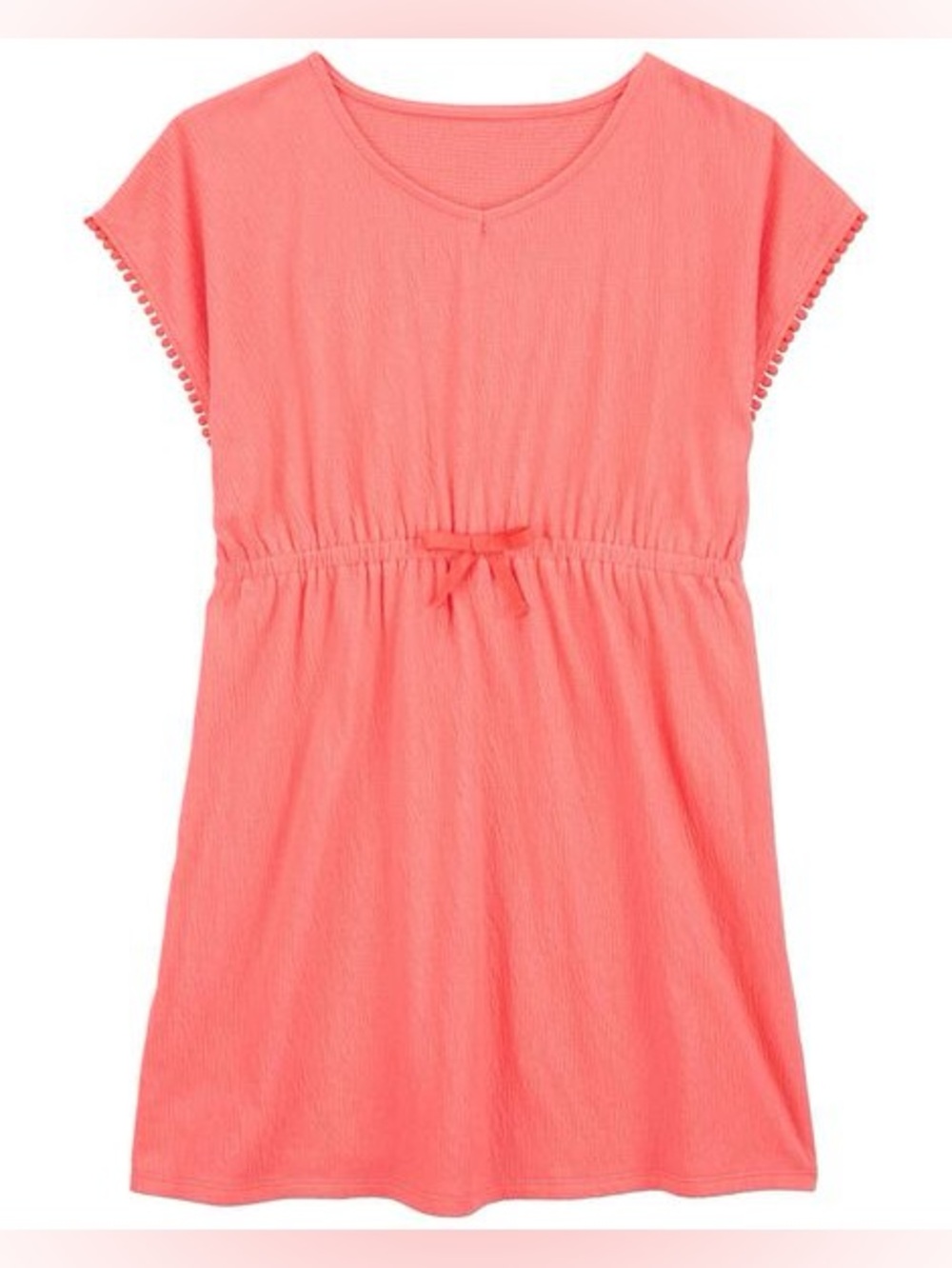 OshKosh B’Gosh Girls Coral Crinkle Jersey Swimsuit Cover-Up, Size 8